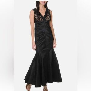 R&M RICHARDS PETITE black sequins sleeveless ruched mermaid  maxi dress 12P